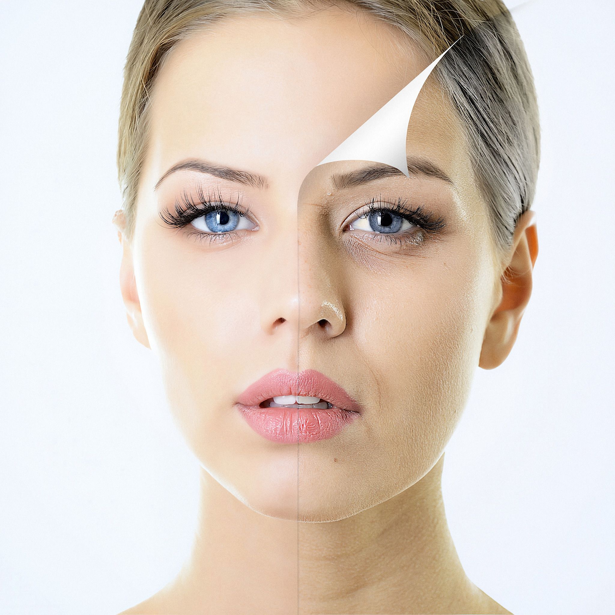 Rostro de mujer con la piel renovada